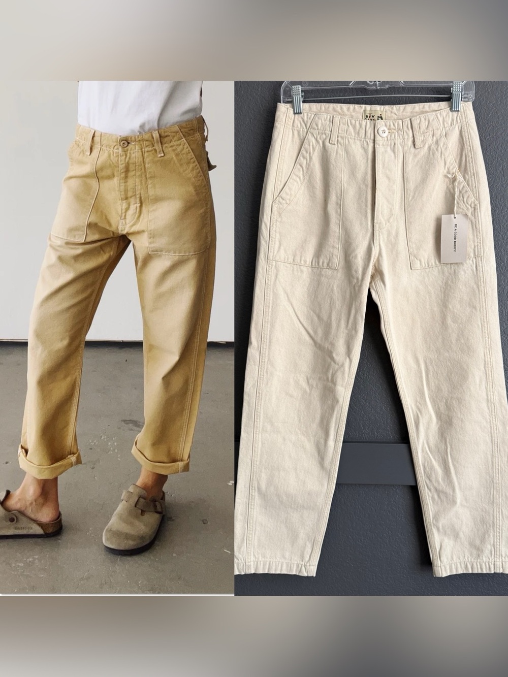 HEY GANG • NWT The Officer Pant in natural - size 26 straight relaxed leg